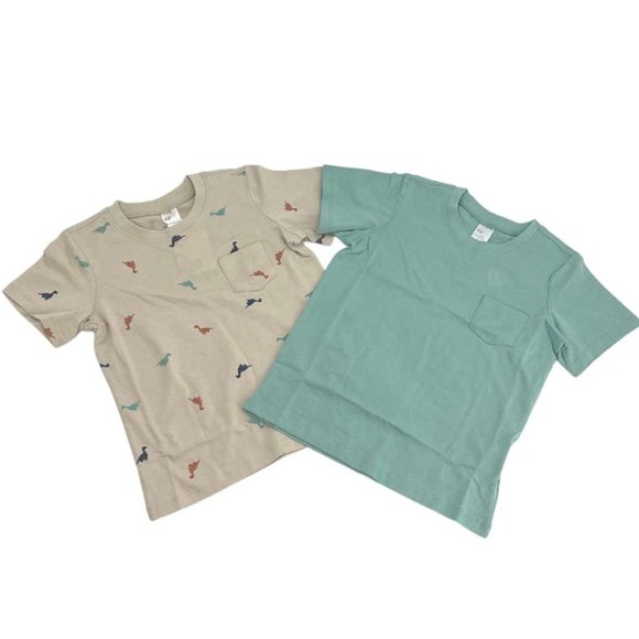 H&M Other - H&M | Boy's Cotton T-Shirt Set | 2 Pack | Dinosaur | Beige & Green | Size 3T